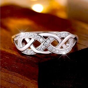 Infinite Love 925 Silver Braided Ring Size 7